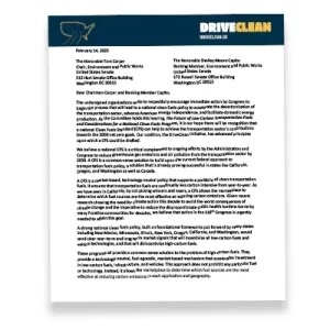 DriveClean Supporters Letter to EPW 